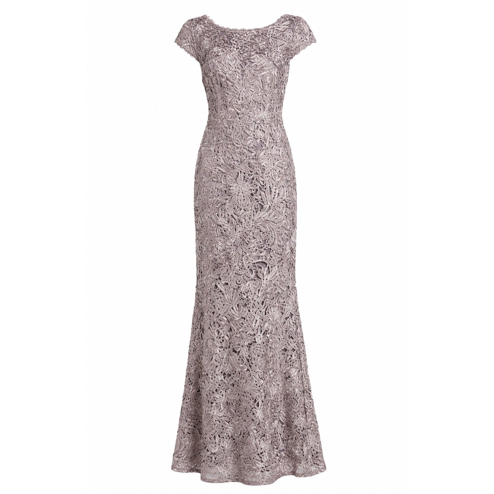 JS Collections Soutache Ribbon Lace Gown Plum Mauve Mermaid‎ Formal Dress Size 8